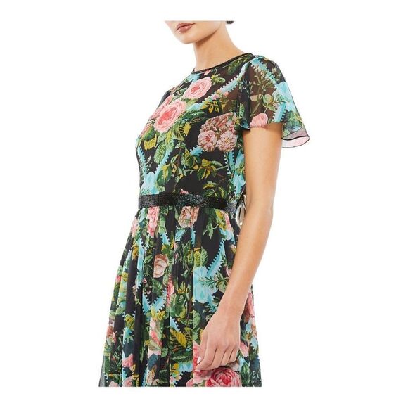 Mac Duggal Floral Midi Dress Size 12 - Picture 2 of 5